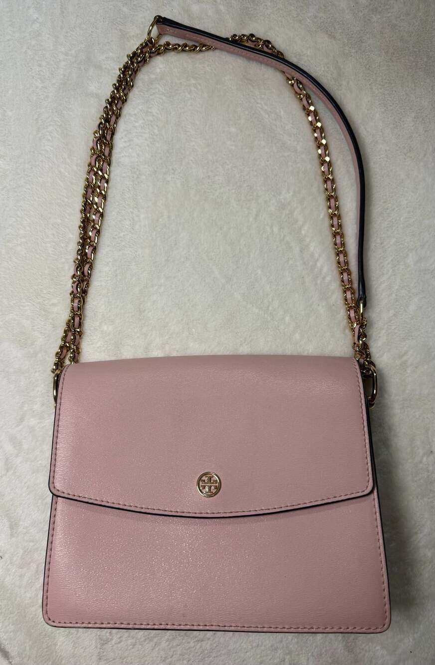 Tory Burch Pink Leather Emerson Envelope Convertible Chain Shoulder Bag